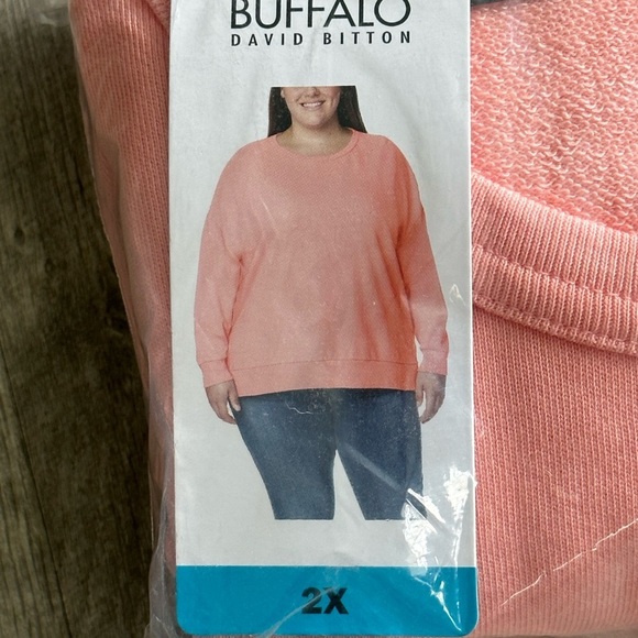 Ladies Buffalo 2X Crewneck Pullover Shirt Top Jersey Terry Cloth Long Sleeve NWT - Picture 7 of 9